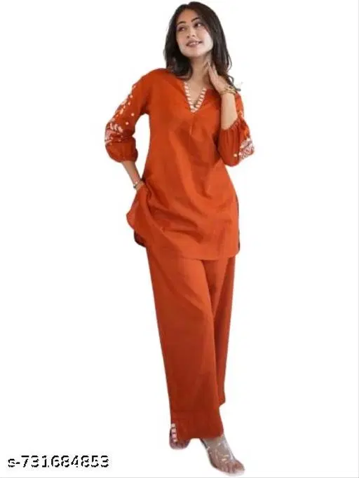 Top & Bottom Sets for Women (Orange, XXL)