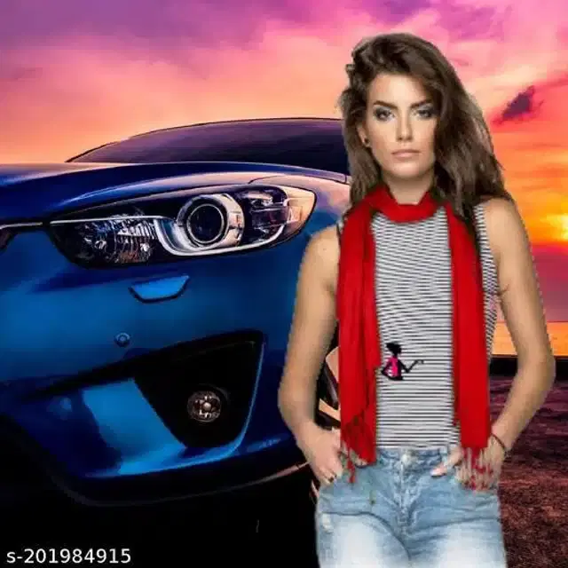 Rayon Scarf for Women (Red, 1.8 m)