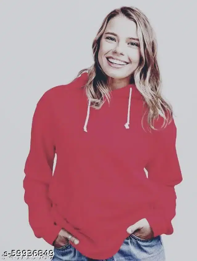 Full Sleeves Sweatshirts for Women (Red, L)