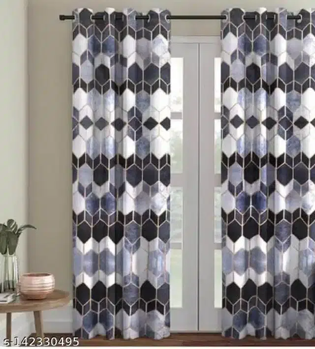 Polyester Window Curtain, Multicolor, 5 Feet, Pack of 2