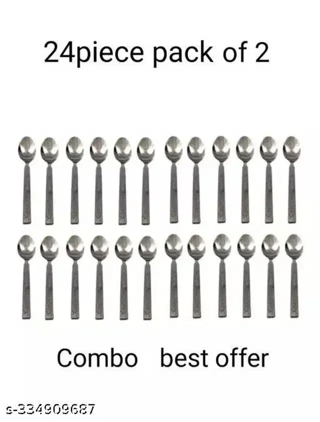 Stainless Steel Spoons, Silver, Pack of 24