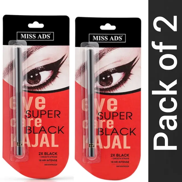 Miss ADS Super Kajal, Black, Pack of 2