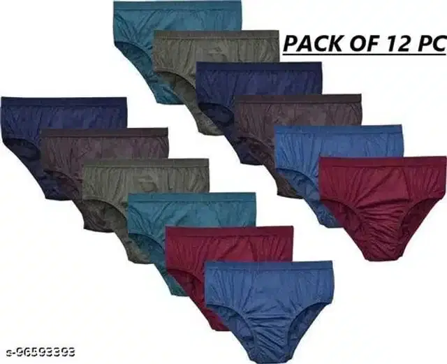 Cotton Briefs for Women, Pack of 12 (Multicolor, L)