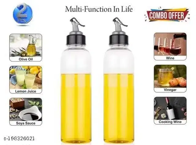 Plastic Oil Dispenser, Transparent, 1000 ml, Pack of 2