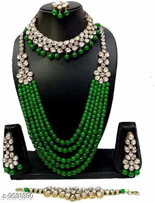 Elegant Alloy & Pearl Jewellery Set