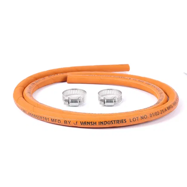 Rubber LPG Gas Hose Pipe, Orange (1.5 m)