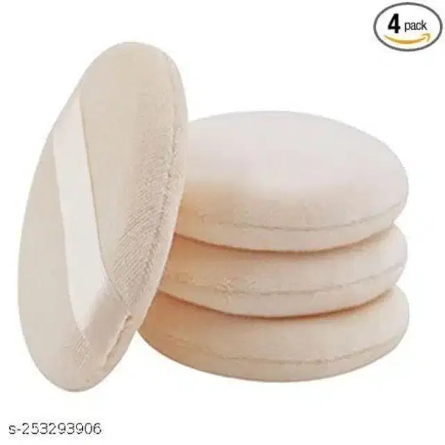 Makeup Powder Puff, Beige, Pack of 4