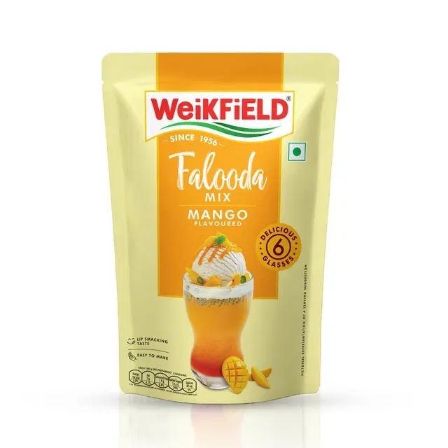 Weikfield Falooda Mix 200 g Pouch| Mango Flavoured| Delicious & Refreshing Taste| Instant Falooda Mix