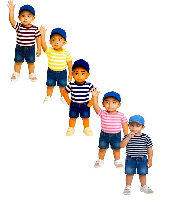 Cotton Stripes Clothing Set for Boys, Multicolour, Pack of 5 (6-12 Months)