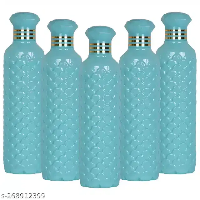 Plastic Water Bottles Set, Pack of 5, Blue, 1000 ml