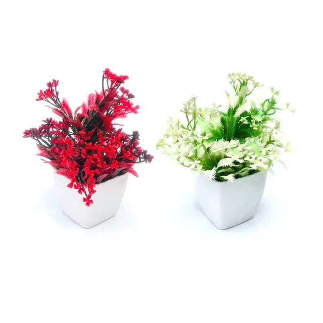Duli Natural Looking Artificial Flower Pot For Home Decoration, Multicolor, Pack Of 2, D-24