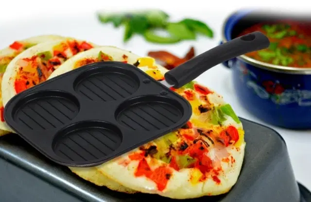 Aluminium 4 Section Appam Maker, Black