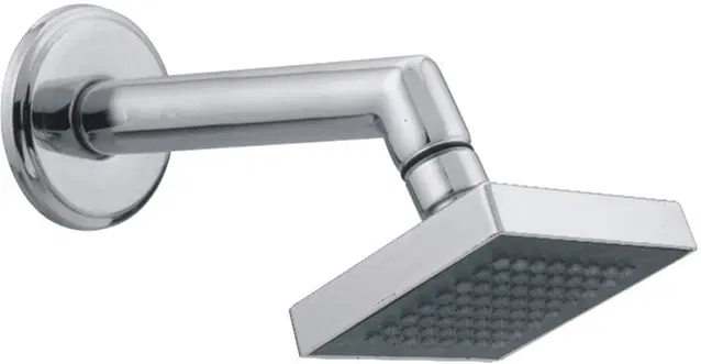Stainless Steel Bend Shower Head, 3x3 inches with 7 inches Arm & Wall Flange, Silver, Set of 1