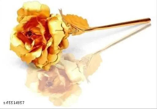 Plastic 24K Rose with Box for Gift, Gold, Pack of 1