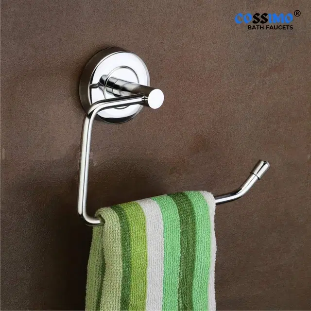 Stainless Steel Multipurpose Towel Ring with Wall Flange, Silver, Set of 1