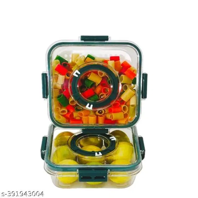 Plastic Airtight Storage Containers, Green, 700 ml, Pack of 2