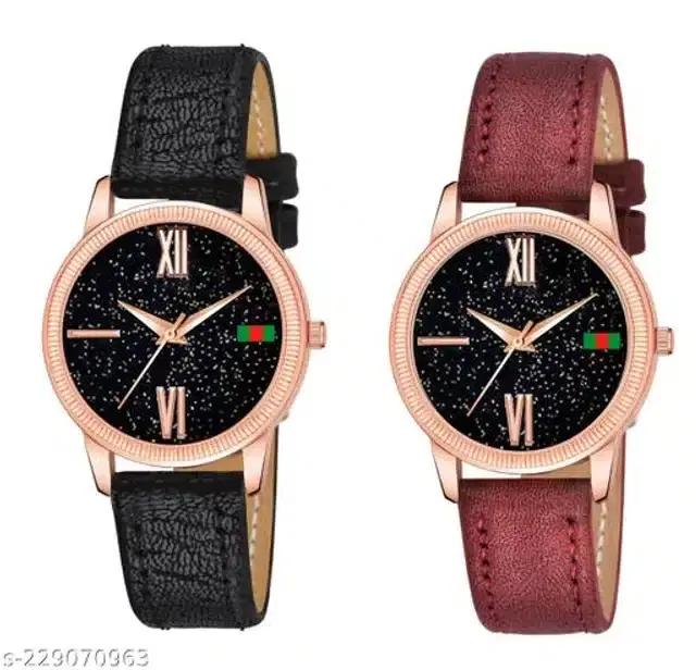 Analog Watch for Women, Pack of 2 (Multicolor)