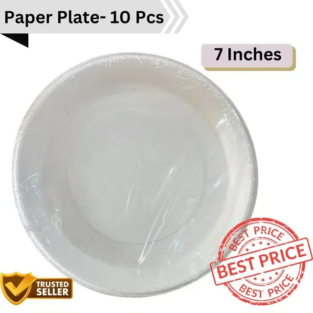Fiora Bagas 10 Pcs Paper Plate, 7 Inches