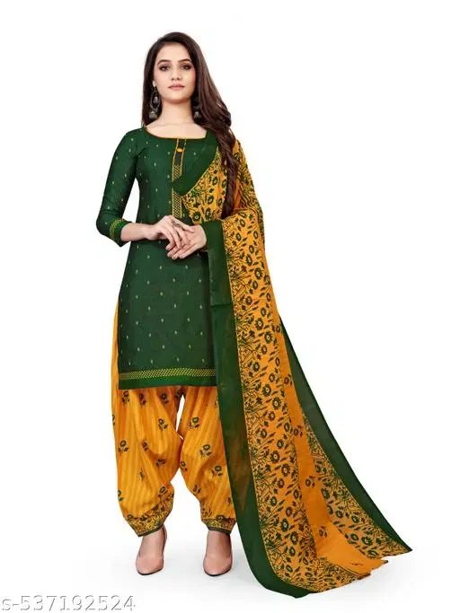 Cotton Printed Kurta Set for Women (Yellow, XL)