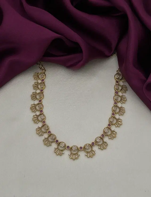 Zircon Gold-plated Necklace Set for Women (Copper, Free Size)