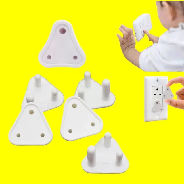 Child Safety Electric Socket Plug Guards, White, Pack of 6