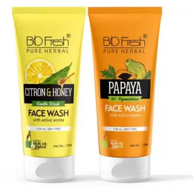 Biofresh Pure Herbal Papaya & Citron Honey Face Wash , Pack of 2, 120 ml