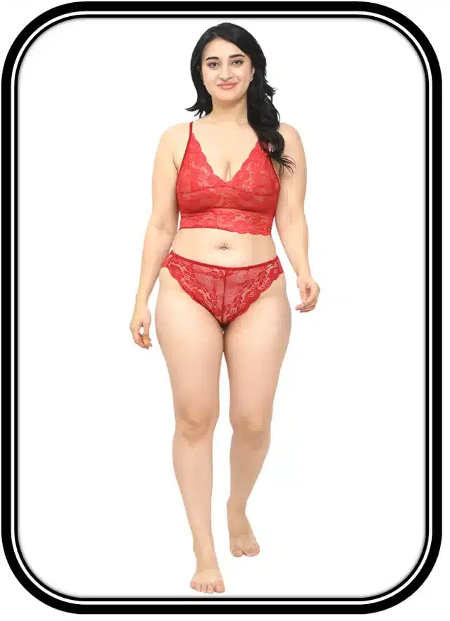 Cotton Blend Babydoll Set for Women (Red, XXS)