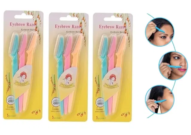 Plastic Face Razor for Women, Multicolor, Pack of 9
