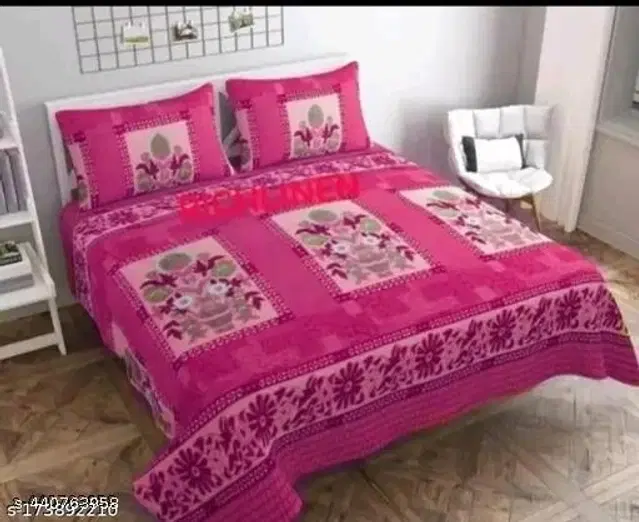 Woolen Queen Size Bedsheet with 2 Pillow Covers, Multicolor, 90x95 inches