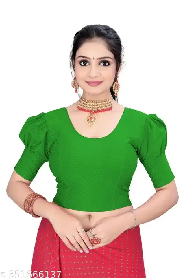 Half Sleeves Blouse for Women (Green, 28)