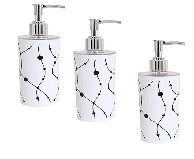 Plastic Long Lasting Liquid Soap Dispenser, White, 350 ml, Pack of 3