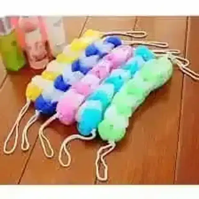 Pallavi Trading Back Bath Sponge Shower Body Exfoliating Strap Flower Mesh Net Shoulder Scrubber Long Sponge, Pack Of 2