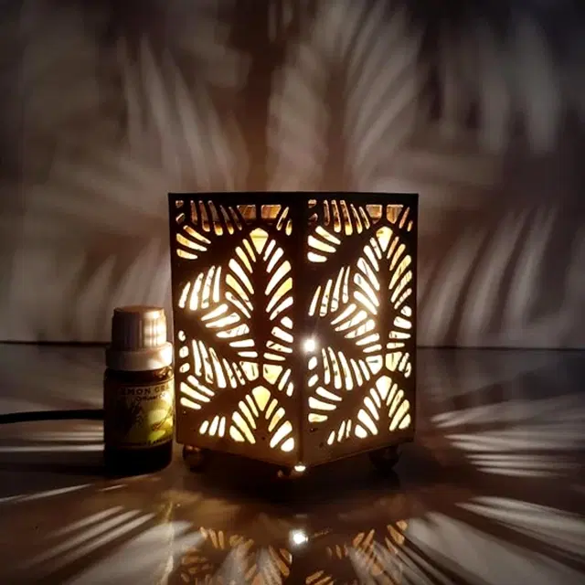 Metal Decorative Electric Moroccan-Style Oil Burner with Oil, 10 ml, Gold, Set of 1