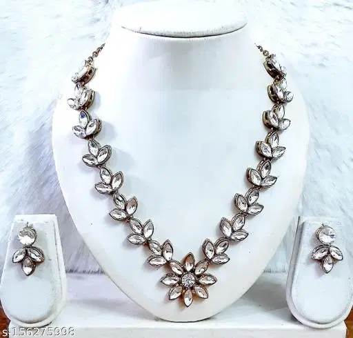 Beautiful Kundan Necklace for Women & Girls, White