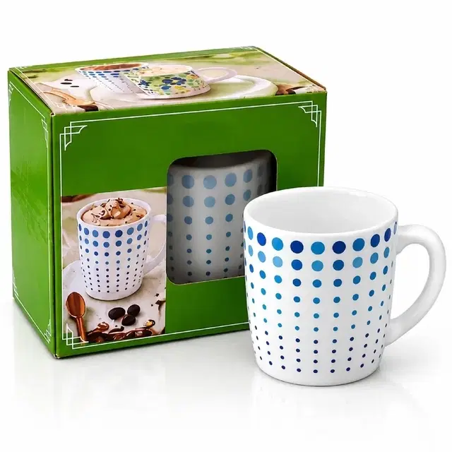 Cello Imperial Cool Dots Premium Roma Mug, 300 ml | Pack Of 1 | Microwave & Dishwasher Safe | Chip-Resistant Opalware | For Tea, Coffee & Milk