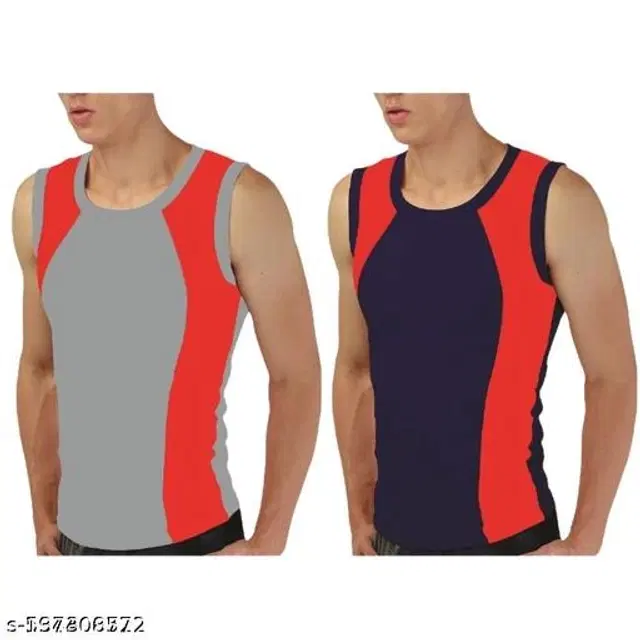 Cotton Vests for Men, Pack of 2 (Multicolor, S)
