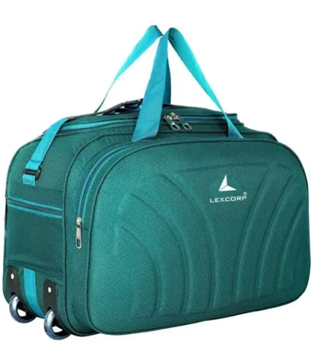 Polyester Solid Waterproof Duffel Bag with Wheels, Sea Green, 60 L