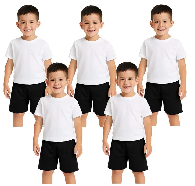 Cotton Shorts for Boys, White, Pack of 5 (6-12 Months)