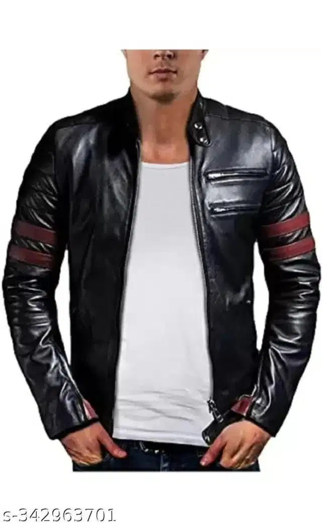 Leather Jacket for Men (Black, XL)