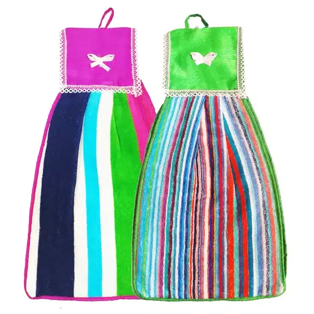Cotton Hanging Hand Towel, Multicolor, Pack of 2