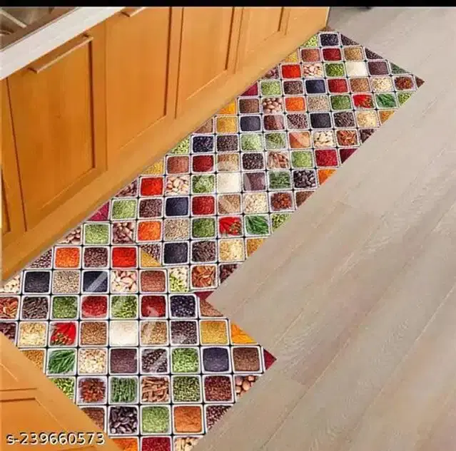 Anti Slip Kitchen Mat, Multicolor, 16x20 inches, Pack of 2