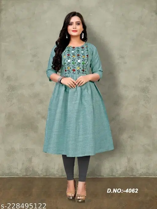 Solid Maternity Kurti Set (Blue, XXL)
