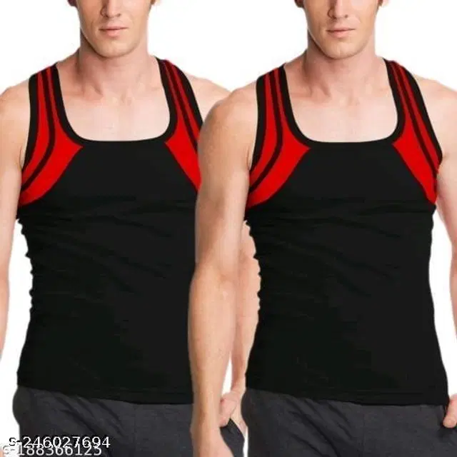 Cotton Vests for Men, Pack of 2 (Black, XS)