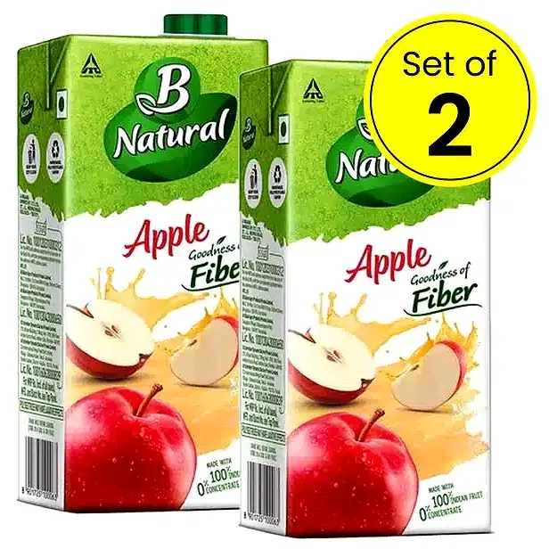 B Natural Apple Juice 2X1 L (Pack of 2)