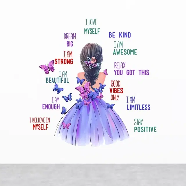 Raw Pockets Cute Lavender Girl Adhesive Wall Sticker