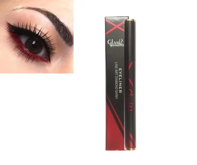 Glam21 Line Art Diamond Shiny Eyeliner, Red, Pack of 1