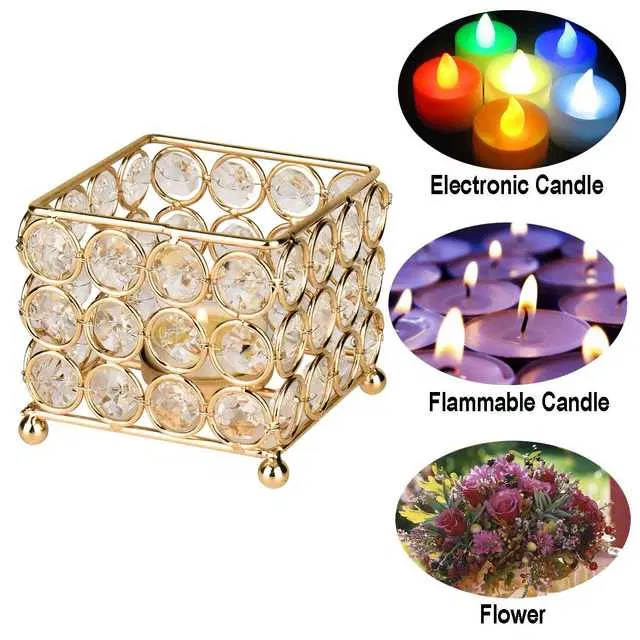 Candle Holders Iron Cube Gold Tealight Holder, Pack of 1, BN-005