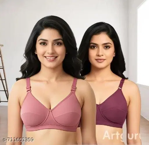 Non Padded Bra for Women, Pack of 2 (Peach, 30B)