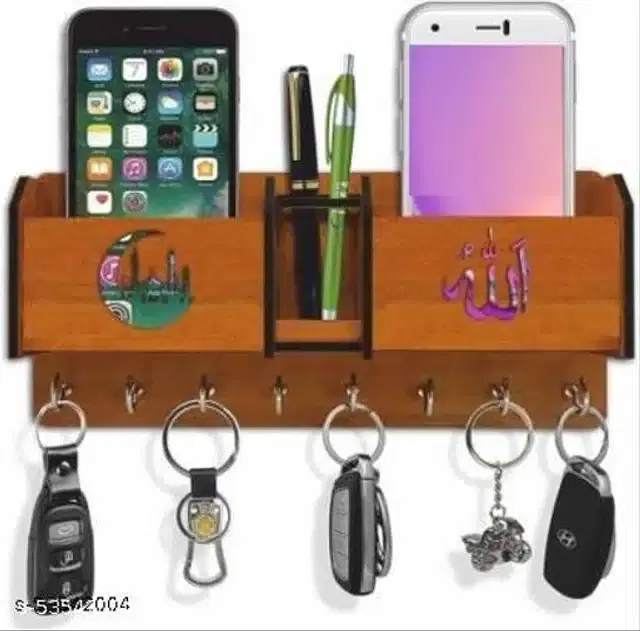 Wooden Key & Mobile Holder, Brown