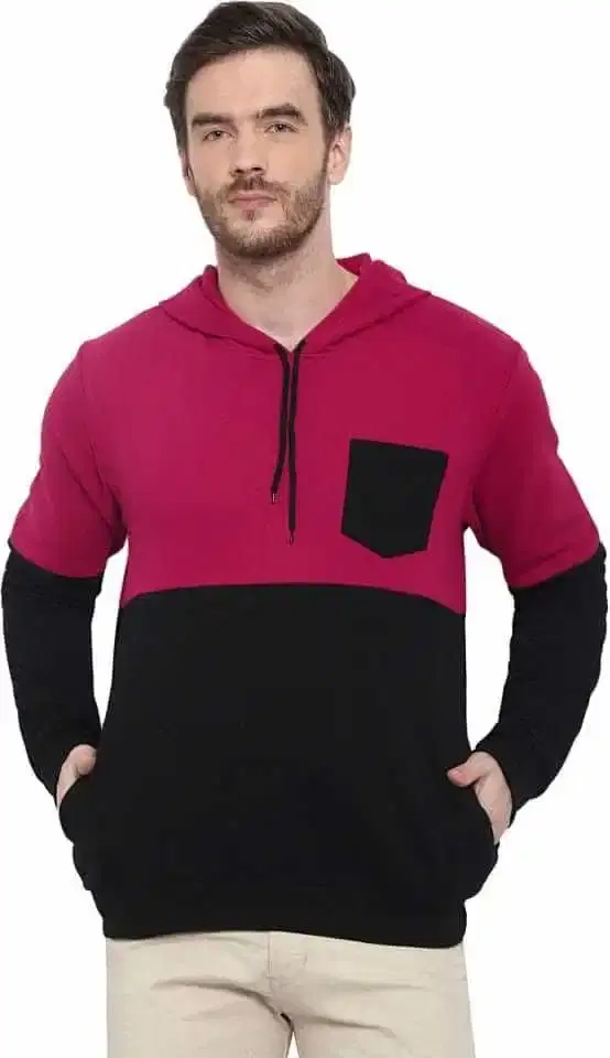 Glito Block Sweat Shirt With Front Pocket For Men (Multicolor, L)